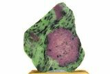 Polished Ruby In Zoisite Slice w/ Wood Stand - Tanzania #317139-1